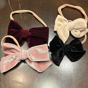 Velvet Bow Hairbands Set - Burgundy, Cream, Pink, Black